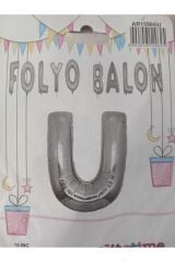 16'' Inç 40 Cm Folyo Harf Balon Gümüş U Harfi