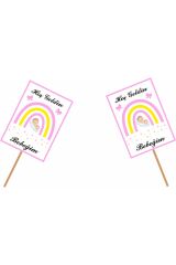 Hoşgeldin Bebeğim Pembe Flama Kürdan Pankart Balon Seti
