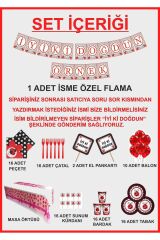 Uğur Böceği Doğumgünü Parti Seti Kişiye Özel Flamalı 16 Kişilik