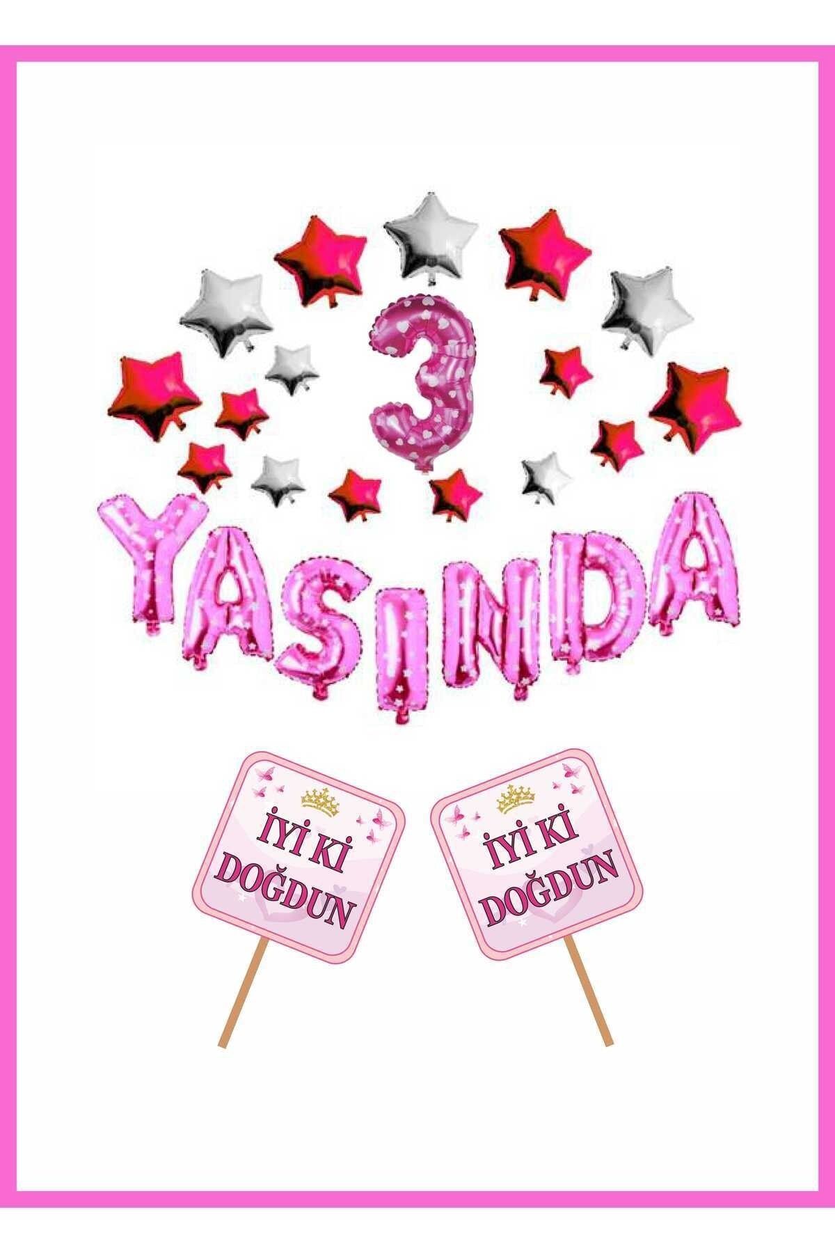 Yaşında Pembe Konsept Doğum Günü Parti Kutlama Seti