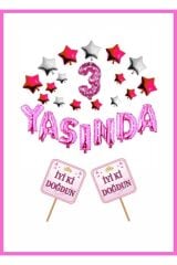 Yaşında Pembe Konsept Doğum Günü Parti Kutlama Seti
