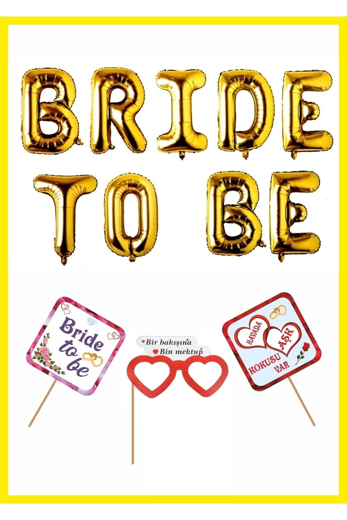 Bride To Be Bekarlığa Veda Partisi Bride To Be Folyo Balon ; Pankart Set GOLD