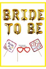 Bride To Be Bekarlığa Veda Partisi Bride To Be Folyo Balon ; Pankart Set GOLD