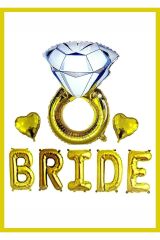 Bride To Be Bekarlığa Veda Partisi Bride ve Yüzük Folyo Balon ; Pankart Set Gold