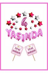Yaşında PEMBE Konsept Doğum günü Parti Kutlama Seti
