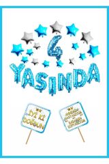 Yaşında MAVİ Konsept Doğum günü Parti Kutlama Seti