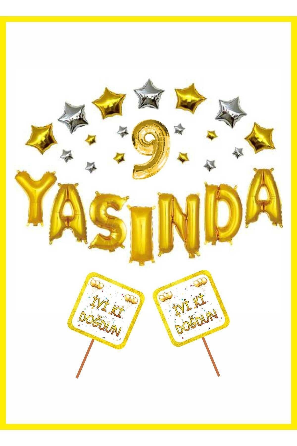 Yaşında GOLD Konsept Doğum günü Parti Kutlama Seti Yıldız, Rakam, Yaşında Folyo ve Pankart