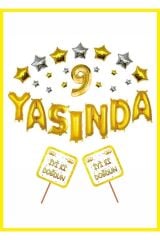 Yaşında GOLD Konsept Doğum günü Parti Kutlama Seti Yıldız, Rakam, Yaşında Folyo ve Pankart
