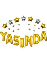 Yaşında Gold Konsept Doğum günü Parti Kutlama Seti Yıldız Rakam Yaşında Folyo ve Pankart