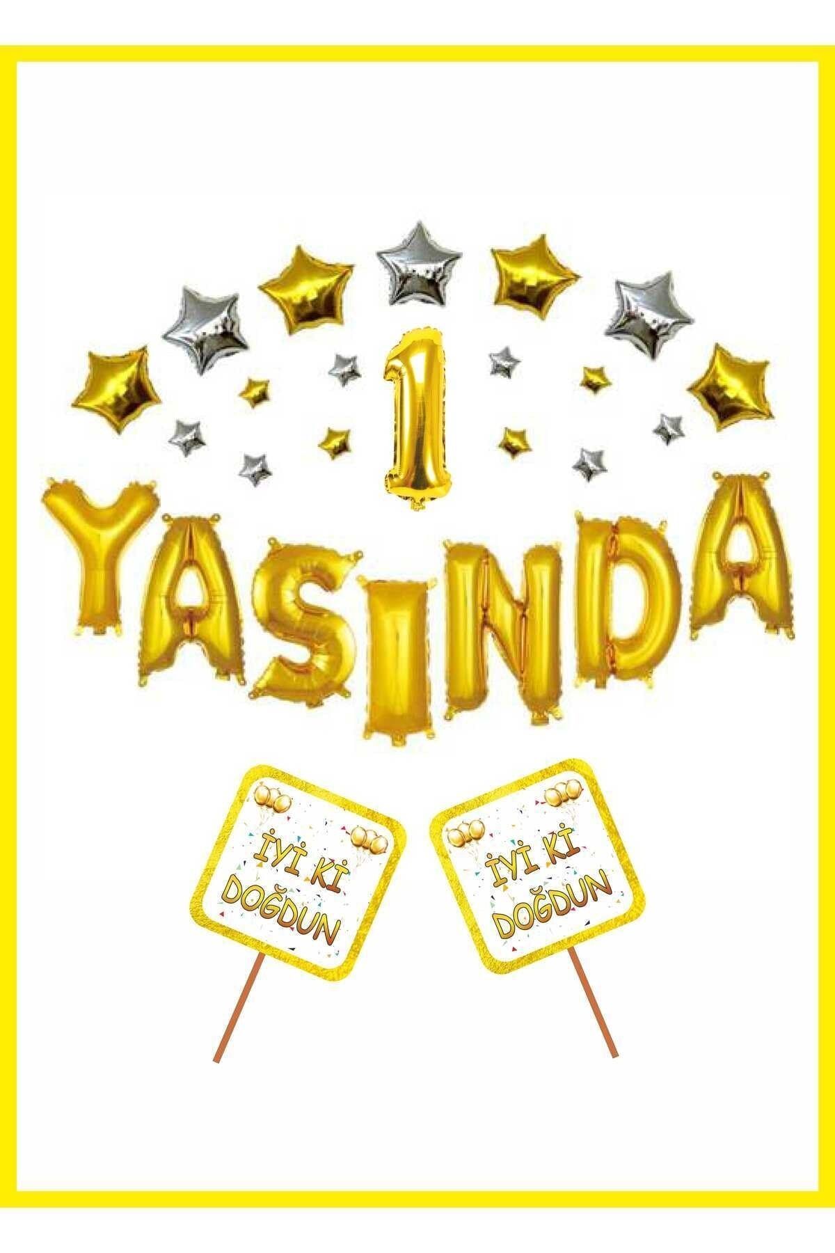 1 Yaşında GOLD Konsept Doğum günü Parti Kutlama Seti