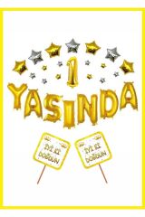 1 Yaşında GOLD Konsept Doğum günü Parti Kutlama Seti
