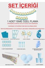 6 Yaş Kişiye Özel Flamalı Mavi Doğumgünü Parti Seti 16 Kişilik