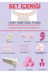 9 Yaş Kişiye Özel Flamalı Pembe Doğumgünü Parti Seti 8 Kişilik