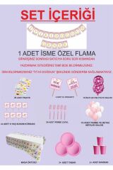 8 Yaş Kişiye Özel Flamalı Pembe Doğumgünü Parti Seti 24 Kişilik