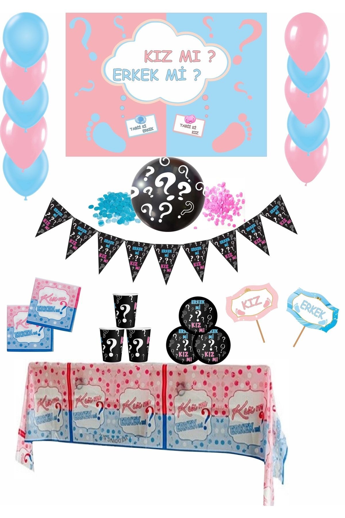 Cinsiyet Belirleme Kız Mı Erkek Mi Mega Parti Seti 8 Kişilik