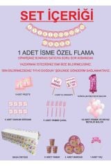 1 Yaş Prenses Kişiye Özel Flamalı Doğumgünü Parti Seti 8 Kişilik