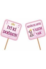 1 Yaş Prenses Kişiye Özel Flamalı Doğumgünü Parti Seti 8 Kişilik