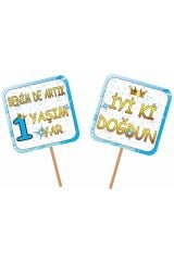 1 Yaş Prens Kişiye Özel Flamalı Doğumgünü Parti Seti 8 Kişilik