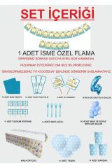 4 Yaş Kişiye Özel Flamalı Mavi Doğumgünü Parti Seti 16 Kişilik