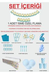 4 Yaş Kişiye Özel Flamalı Mavi Doğumgünü Parti Seti 8 Kişilik