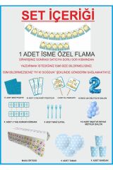 2 Yaş Kişiye Özel Flamalı Mavi Doğumgünü Parti Seti 8 Kişilik