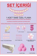 5 Yaş Kişiye Özel Flamalı Pembe Doğumgünü Parti Seti 16 Kişilik