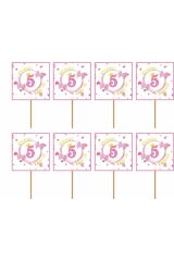 5 Yaş Kişiye Özel Flamalı Pembe Doğumgünü Parti Seti 16 Kişilik