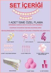 4 Yaş Kişiye Özel Flamalı Pembe Doğumgünü Parti Seti 24 Kişilik