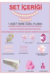 3 Yaş Kişiye Özel Flamalı Pembe Doğumgünü Parti Seti 24 Kişilik