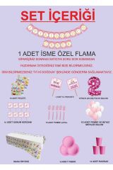 2 Yaş Kişiye Özel Flamalı Pembe Doğumgünü Parti Seti 16 Kişilik