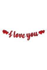 I Love You Kaligrafi Banner Kırmızı