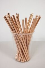 Kağıt Pipet Metalize Rose Gold 22 Cm 25li