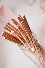 Kağıt Pipet Metalize Rose Gold 22 Cm 25li