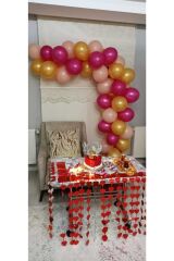 60 Adet Metalik Balon Ve 5 Metre Balon Zinciri (gold-rubi-rose)