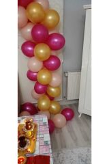 60 Adet Metalik Balon Ve 5 Metre Balon Zinciri (gold-rubi-rose)