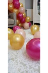 60 Adet Metalik Balon Ve 5 Metre Balon Zinciri (gold-rubi-rose)