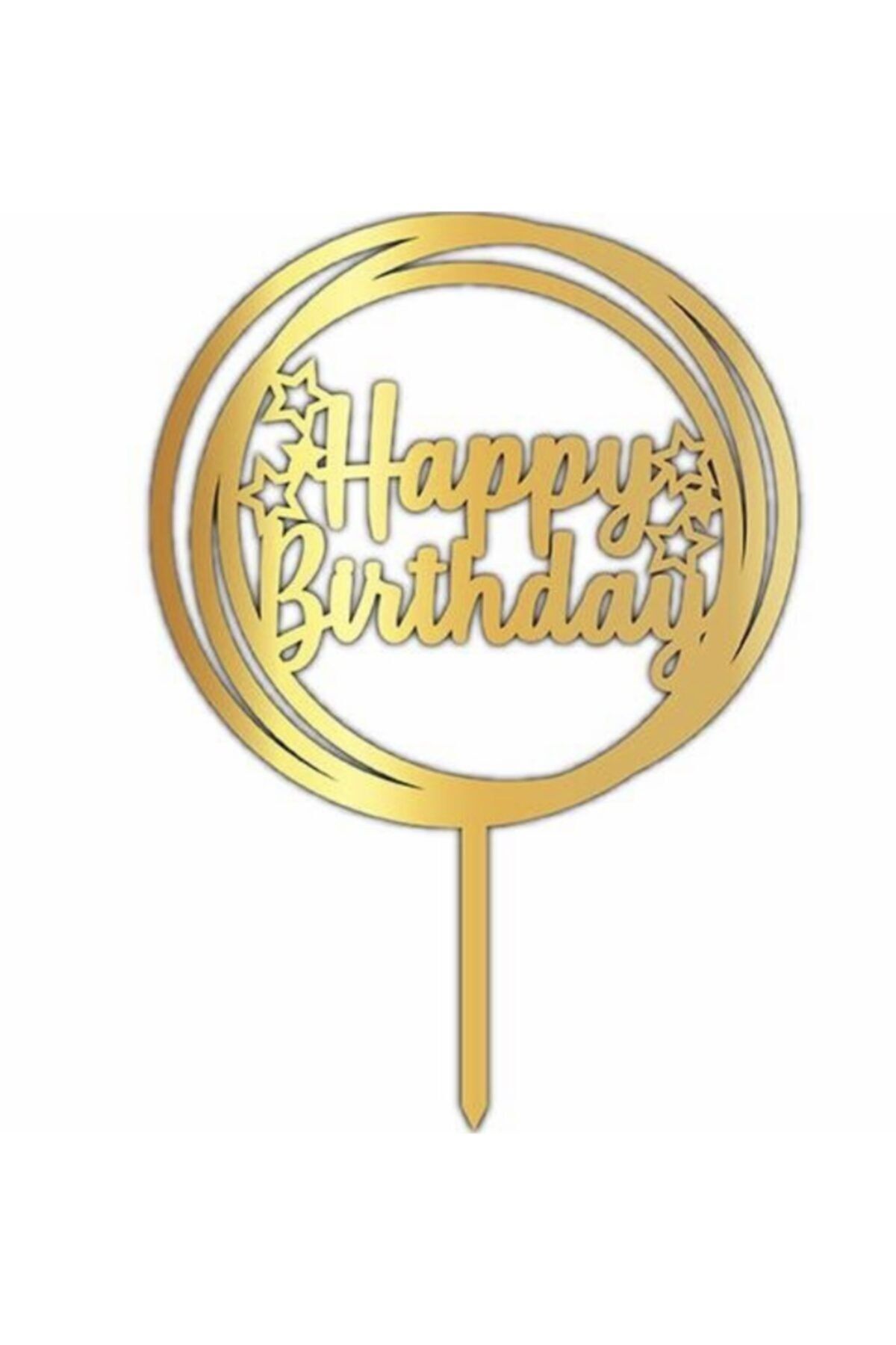 Pasta Üzeri Pleksi Yazı Gold Happy Birthday