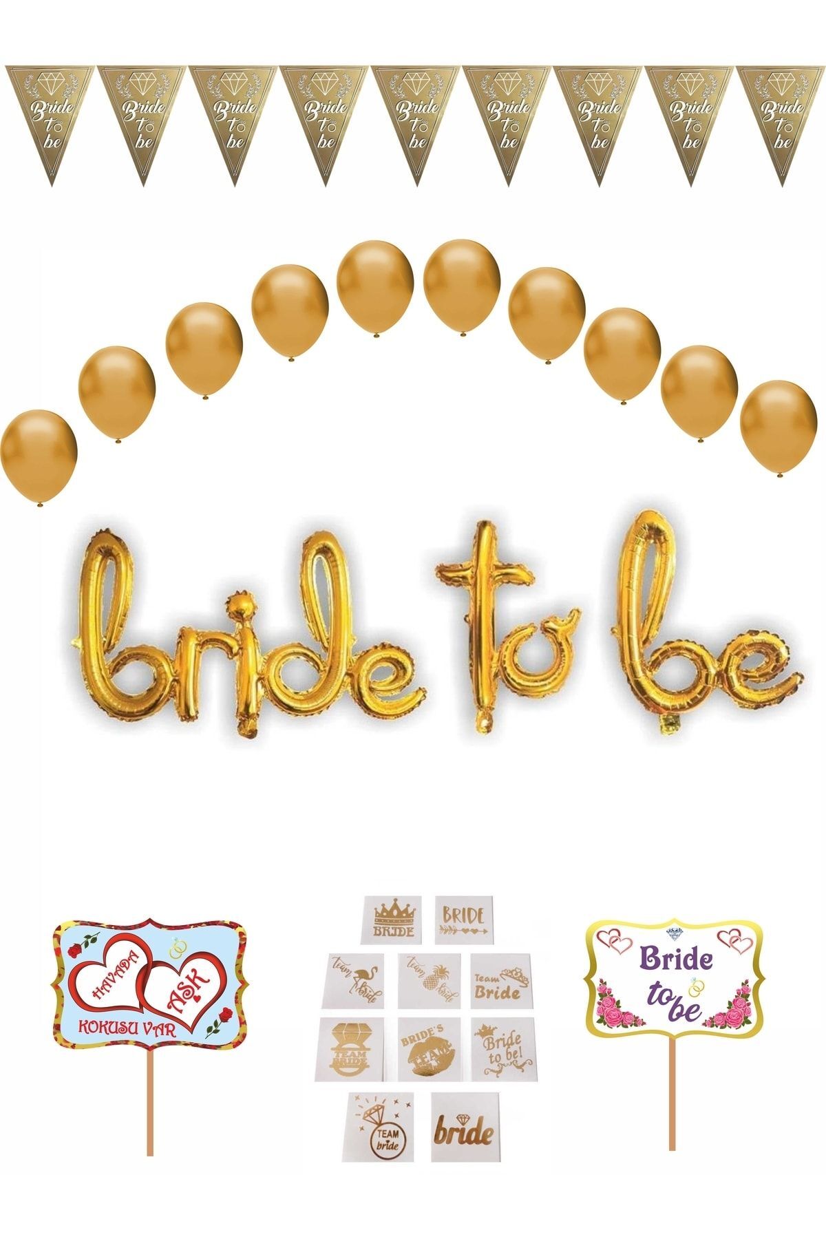 Bride To Be Bekarlığa Veda Partisi Gold Set