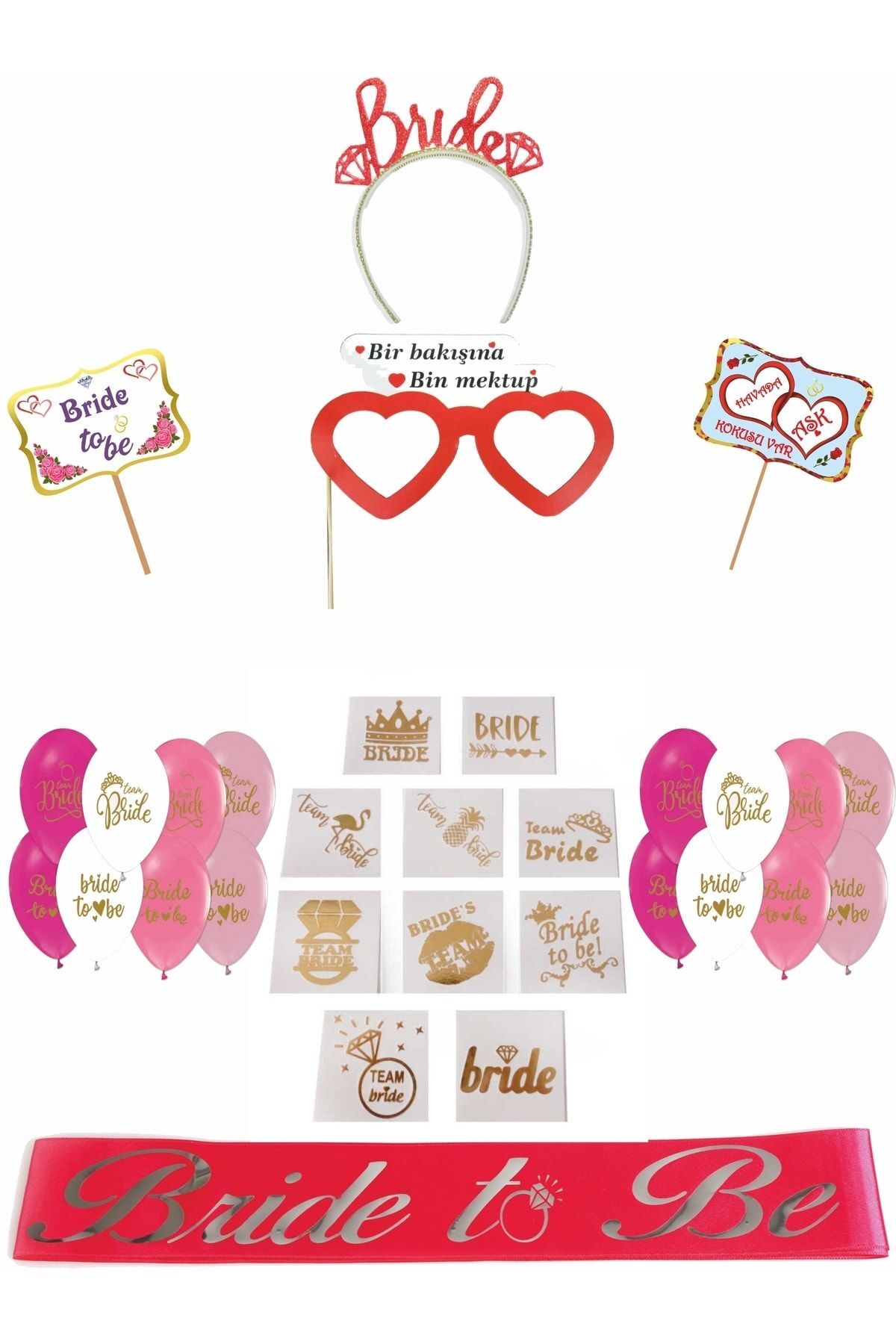 Bride To Be Bekarlığa Veda Partisi Kırmızı Set