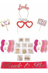 Bride To Be Bekarlığa Veda Partisi Kırmızı Set