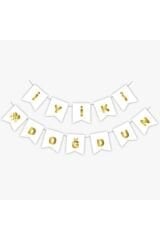 Beyaz Gold Yaldızlı Banner