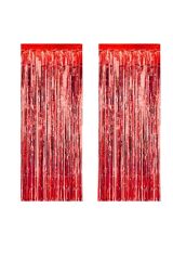 Kapı Ve Duvar Fon Perdesi Işıltılı Püsküllü Kırmızı ( 100*220 Cm)