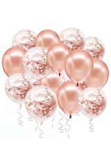 Rose Gold Konfetili Balon Seti