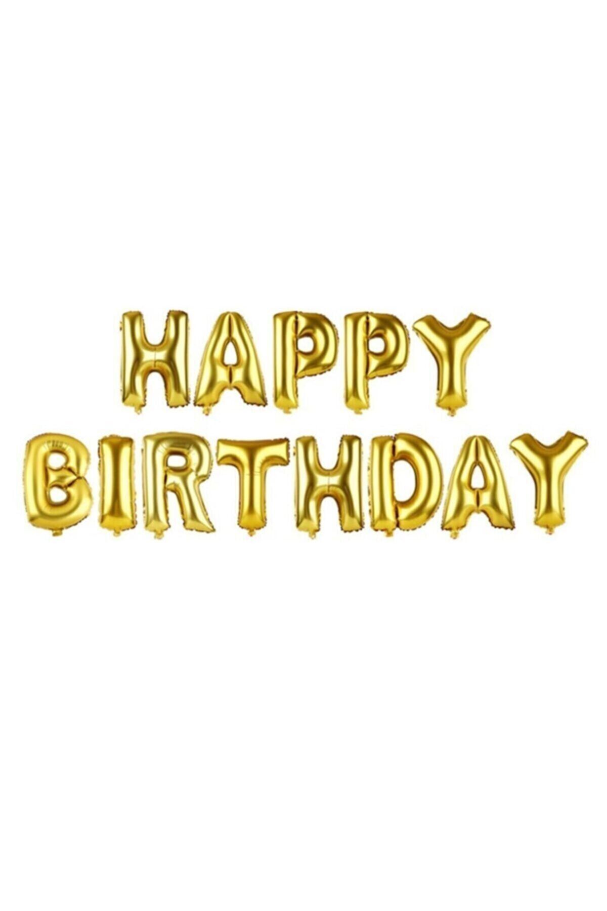 Happy Birthday Yazılı Harf Folyo Balon 40 Cm 16 Inc Gold