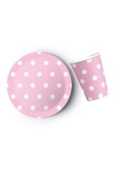 Pembe Karton Tabak Bardak Set 8'li