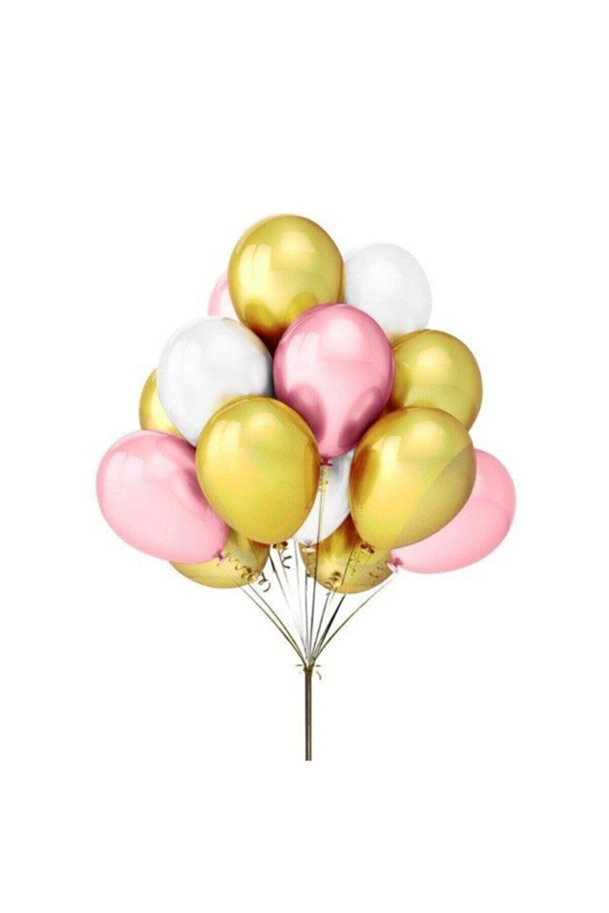 30 Adet Metalik Balon Ve 5 Metre Balon Zinciri (gold- Pembe-beyaz)