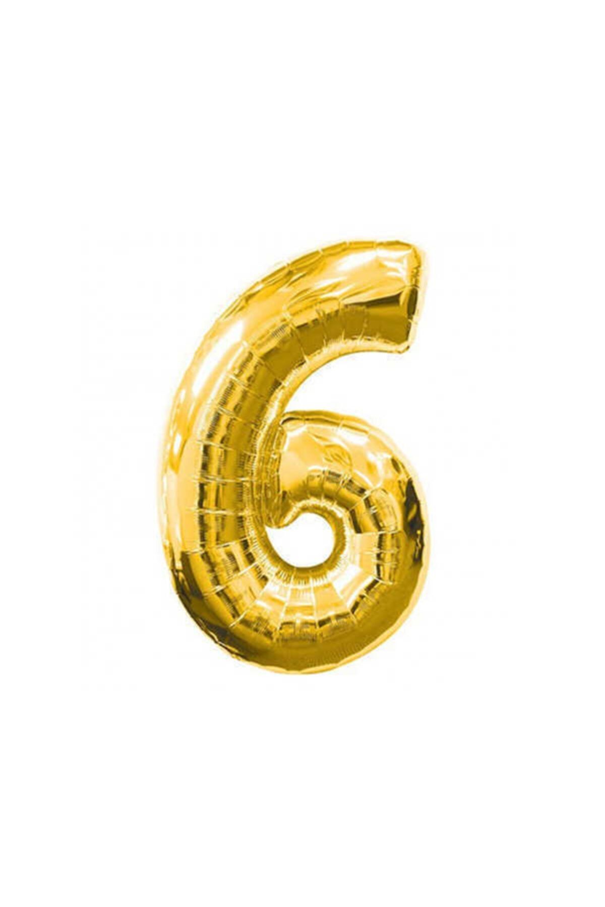 16'' Inç 40 Cm Folyo Rakam Balon Gold 6 Rakamı