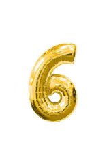16'' Inç 40 Cm Folyo Rakam Balon Gold 6 Rakamı