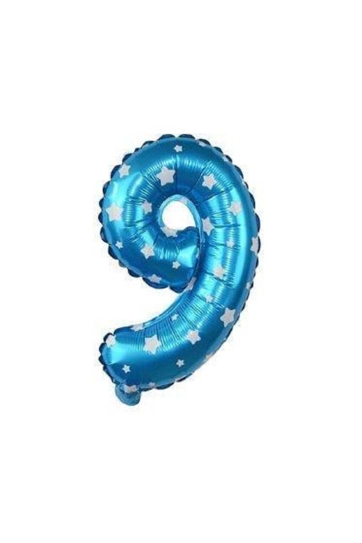 Mavi Renkli, Yıldız Desenli 16 Inç (40 Cm) 9 Rakamı
