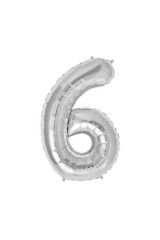 16'' Inç 40 Cm Folyo Rakam Balon Gümüş 6 Rakamı
